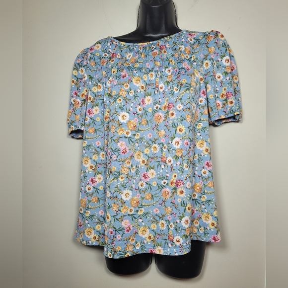 Chenault Floral Short Sleeve Blouse sz S - Picture 1 of 9